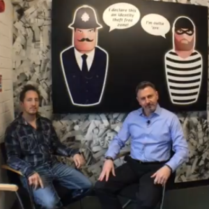 John Cauchi from Identity Destruction talking business with Andreas Nest ActionCOACH based in Portsmouth