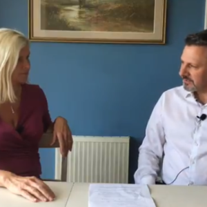Jackie Sharp from Co Prom talking business with Andreas Nest ActionCOACH based in Portsmouth